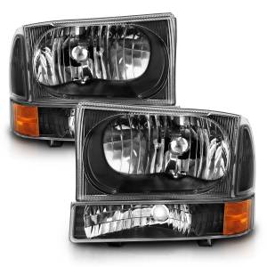 111457 | Anzo USA Crystal Headlight w/ Corner Light Black (2000-2004 Excursion | 1999-2004 F250, F350 Super Duty)