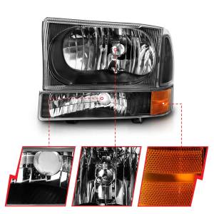 Anzo USA - 111457 | Anzo USA Crystal Headlight w/ Corner Light Black (2000-2004 Excursion | 1999-2004 F250, F350 Super Duty) - Image 2