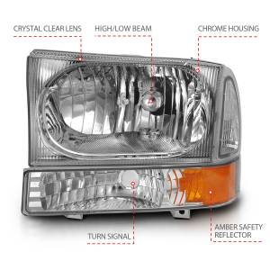 Anzo USA - 111458 | Anzo USA Crystal Headlight w/ Corner Light Chrome (2000-2004 Excursion | 1999-2004 F250, F350 Super Duty) - Image 3