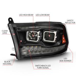 Anzo USA - 111464 | Anzo USA Led Projector Plank Style w/ Switchback Headlights Black (2009-2018 Ram 1500 | 2010-2018 Ram 2500, 3500) - Image 4