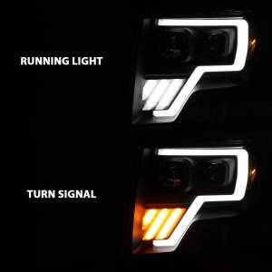 Anzo USA - 111469 | Anzo USA Projector Headlight w/ Light Bar G4  w/Switchback Black (2009-2014 F150 Pickup) - Image 6