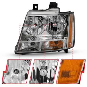 Anzo USA - 111475 | Anzo USA Crystal Headlight Chrome Amber (2007-2013 Avalanche | 2007-2014 Suburban, Tahoe) - Image 2