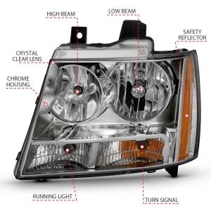 Anzo USA - 111475 | Anzo USA Crystal Headlight Chrome Amber (2007-2013 Avalanche | 2007-2014 Suburban, Tahoe) - Image 4