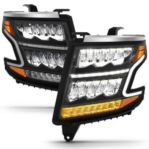 Anzo USA - 111478 | Anzo USA Led Headlight Plank Style Black w/ Sequential Signal (2015-2020 Suburban, Tahoe) - Image 1