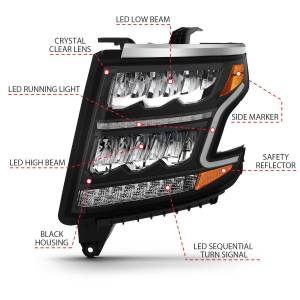 Anzo USA - 111478 | Anzo USA Led Headlight Plank Style Black w/ Sequential Signal (2015-2020 Suburban, Tahoe) - Image 4