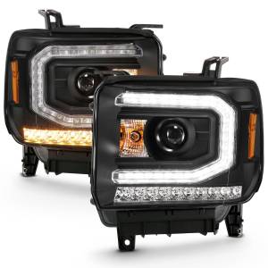 111485 | Anzo USA Projector Headlight Plank Style Black w/ Sequential Signal (2016-2019 Sierra 1500)