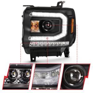 Anzo USA - 111485 | Anzo USA Projector Headlight Plank Style Black w/ Sequential Signal (2016-2019 Sierra 1500) - Image 2