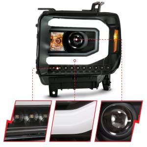 Anzo USA - 111487 | Anzo USA Projector Headlight Plank Style Black w/ Switchback 2014-2015 Sierra 1500 | 2015-2019 Sierra 2500 HD, 3500 HD) - Image 2