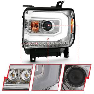 Anzo USA - 111488 | Anzo USA Projector Headlight Plank Style Chrome w/ Switchback 2014-2015 Sierra 1500 | 2015-2019 Sierra 2500 HD, 3500 HD) - Image 2