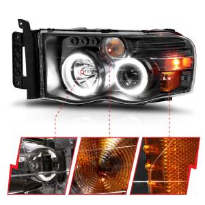 Anzo USA - 111490 | Anzo USA Projector Headlights w/ Halo Black Clear (2002-2005 Ram 1500 | 2003-2005 Ram 2500, 3500) - Image 2