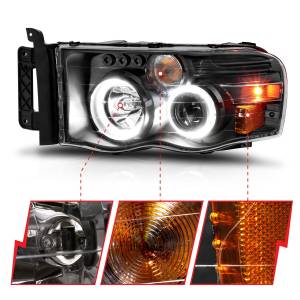 Anzo USA - 111490 | Anzo USA Projector Headlights w/ Halo Black Clear (2002-2005 Ram 1500 | 2003-2005 Ram 2500, 3500) - Image 2