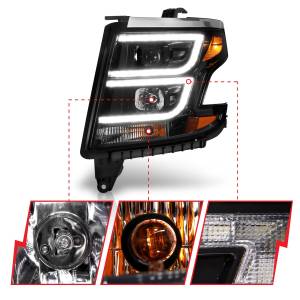 Anzo USA - 111492 | Anzo USA Projector Headlights Plank Style Black w/ DRL (2015-2020 Suburban,Tahoe) - Image 2