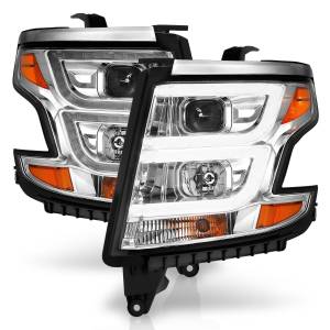 Anzo USA - 111493 | Anzo USA Projector Headlights Plank Style Chrome w/ DRL (2015-2020 Suburban, Tahoe) - Image 1