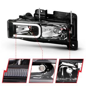 Anzo USA - 111498 | Anzo USA Crystal Headlights With Light Bar Black Housing (1988-1998 C,K1500, 2500 | 1988-2000 C/K3500 | 1992-1999 Suburban, Tahoe, Yukon) - Image 2