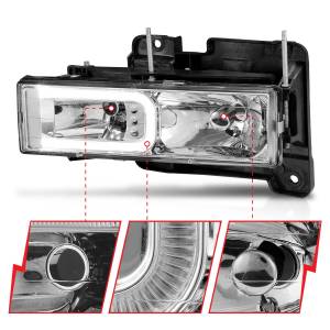 Anzo USA - 111499 | Anzo USA Crystal Headlights With Light Bar Chrome Housing (1988-1998 C,K1500, 2500 | 1988-2000 C/K3500 | 1992-1999 Suburban, Tahoe, Yukon) - Image 2