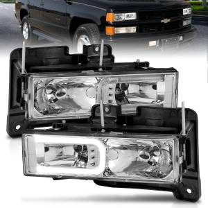 Anzo USA - 111499 | Anzo USA Crystal Headlights With Light Bar Chrome Housing (1988-1998 C,K1500, 2500 | 1988-2000 C/K3500 | 1992-1999 Suburban, Tahoe, Yukon) - Image 5