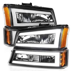 Anzo USA - 111501 | Anzo USA Crystal Headlights W/ Light Bar Black Housing (2003-2006 Avalanche, Silverado 1500, 2500, 3500) - Image 2