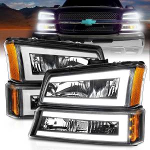 Anzo USA - 111501 | Anzo USA Crystal Headlights W/ Light Bar Black Housing (2003-2006 Avalanche, Silverado 1500, 2500, 3500) - Image 6