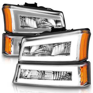 Anzo USA - 111502 | Anzo USA Crystal Headlights W/ Light Bar Chrome Housing (2003-2006 Avalanche, Silverado 1500, 2500, 3500) - Image 2