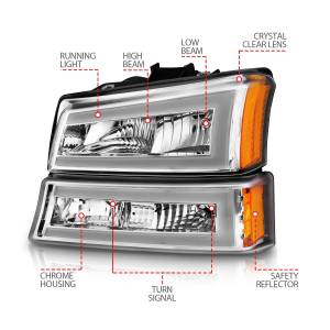 Anzo USA - 111502 | Anzo USA Crystal Headlights W/ Light Bar Chrome Housing (2003-2006 Avalanche, Silverado 1500, 2500, 3500) - Image 4