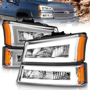 Anzo USA - 111502 | Anzo USA Crystal Headlights W/ Light Bar Chrome Housing (2003-2006 Avalanche, Silverado 1500, 2500, 3500) - Image 6