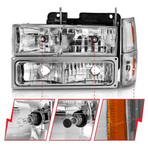 Anzo USA - 111506 | Anzo USA Crystal Headlights Chrome w/ Signal & Side Markers 8pcs (1994-1998 C,K1500 | 1994-2000 C,K2500, 3500 | 1994-1999 Suburban, Tahoe) - Image 2