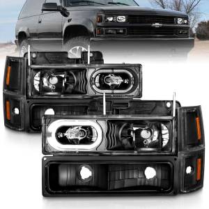 Anzo USA - 111507 | Anzo USA Crystal Halo Headlights Black w/ Signal & Side Markers 8pcs (1994-1998 C,K1500 | 1994-2000 C,K2500, 3500 | 1994-1999 Suburban, Tahoe) - Image 6