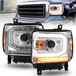 Anzo USA - 111514 | Anzo USA Projector Headlights w/ Light Bar Chrome (2014-2015 Sierra 1500 | 2015-2019 Sierra 2500 HD, 3500 HD) - Image 7