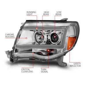 Anzo USA - 111518 | Anzo USA Projector Headlights w/ Light Bar Chrome (2005-2011 Tacoma) - Image 4