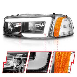 Anzo USA - 111522 | Anzo USA Projector Headlights w/ Light Bar Black (1999-2006 Sierra 1500, 2500, 3500 | 2000-2006 Yukon) - Image 2