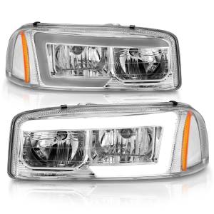 Anzo USA - 111523 | Anzo USA Projector Headlights w/ Light Bar Chrome (1999-2006 Sierra 1500, 2500, 3500 | 2000-2006 Yukon) - Image 1