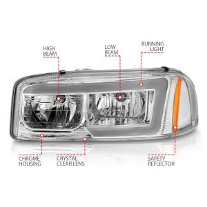 Anzo USA - 111523 | Anzo USA Projector Headlights w/ Light Bar Chrome (1999-2006 Sierra 1500, 2500, 3500 | 2000-2006 Yukon) - Image 4