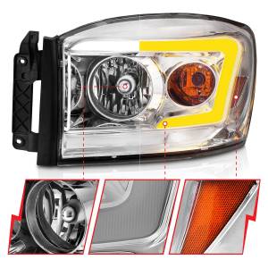 Anzo USA - 111527 | Anzo USA Crystal Headlight W/ Light Bar Switchback Chrome Housing Clear Lens (2006-2008 Ram 1500 | 2006-2009 Ram 2500, 3500) - Image 2