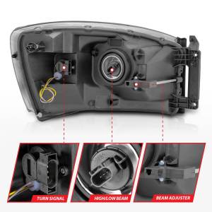 Anzo USA - 111527 | Anzo USA Crystal Headlight W/ Light Bar Switchback Chrome Housing Clear Lens (2006-2008 Ram 1500 | 2006-2009 Ram 2500, 3500) - Image 3