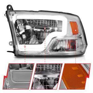 Anzo USA - 111540 | Anzo USA Full Led Square Projector Headlights w/ Light Bar Chrome (2009-2018 Ram 1500 | 2010-2018 Ram 2500, 3500) - Image 2