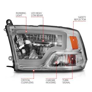 Anzo USA - 111540 | Anzo USA Full Led Square Projector Headlights w/ Light Bar Chrome (2009-2018 Ram 1500 | 2010-2018 Ram 2500, 3500) - Image 4