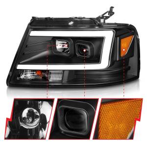 Anzo USA - 111541 | Anzo USA Projector Headlights w/ Light Bar Black Housing (2004-2008 F150 | 2006-2008 Mark LT) - Image 2