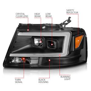 Anzo USA - 111541 | Anzo USA Projector Headlights w/ Light Bar Black Housing (2004-2008 F150 | 2006-2008 Mark LT) - Image 4