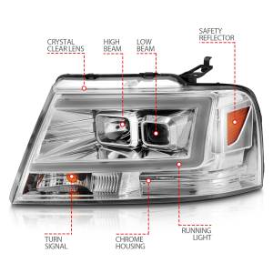 Anzo USA - 111542 | Anzo USA Projector Headlights w/ Light Bar Chrome Housing (2004-2008 F150 | 2006-2008 Mark LT) - Image 4