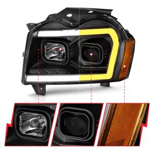 Anzo USA - 111543 | Anzo USA Projector Headlights w/ Light Bar Switchback Black (2005-2007 Grand Cherokee) - Image 2