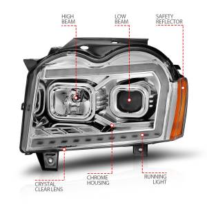 Anzo USA - 111544 | Anzo USA Projector Headlights w/ Light Bar Switchback Chrome (2005-2007 Grand Cherokee) - Image 4