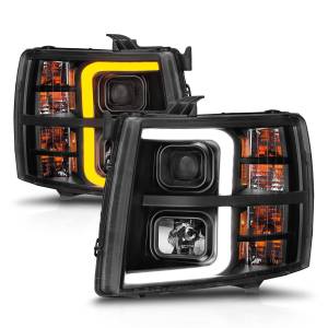 Anzo USA - 111545 | Anzo USA Projector w/ Light Bar Black Housing w/ Sequential (2007-2013 Silverado 1500 | 2007-2014 Silverado 2500 HD, 3500 HD) - Image 1