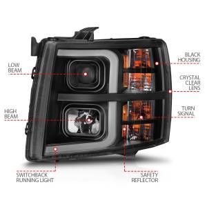 Anzo USA - 111545 | Anzo USA Projector w/ Light Bar Black Housing w/ Sequential (2007-2013 Silverado 1500 | 2007-2014 Silverado 2500 HD, 3500 HD) - Image 4