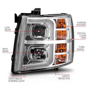 Anzo USA - 111546 | Anzo USA Projector w/ Light Bar Chrome Housing w/ Sequential (2007-2013 Silverado 1500 | 2007-2014 Silverado 2500 HD, 3500 HD) - Image 4