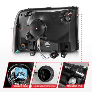 Anzo USA - 111549 | Anzo USA Crystal Headlights w/ Light Bar Black Housing (1999-2004 F250, F350 Super Duty | 2000-2004 Excursion) - Image 3