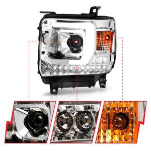 Anzo USA - 111553 | Anzo USA Plank Style Projector Headlight Chrome Housing (2014-2015 Sierra 1500 | 2015-2019 Sierra 2500 HD, 3500 HD) - Image 2