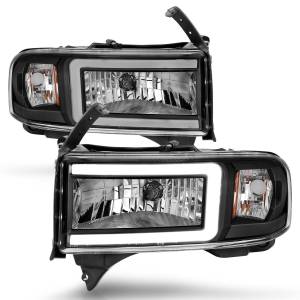 Anzo USA - 111554 | Anzo USA Crystal Headlights w/ Light Bar Black Housing (1994-2001 Ram 1500 | 1994-2002 Ram 2500, 3500) - Image 1