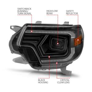 Anzo USA - 111556 | Anzo USA Projector Headlights w/ Light Bar Switchback Black Housing (2012-2015 Tacoma) - Image 3