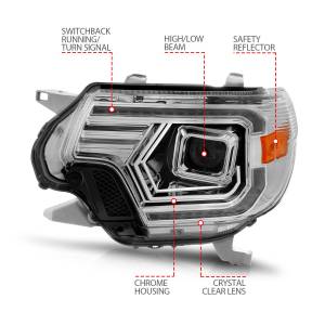 Anzo USA - 111557 | Anzo USA Projector Headlights w/ Light Bar Switchback Chrome Housing (2012-2015 Tacoma) - Image 4