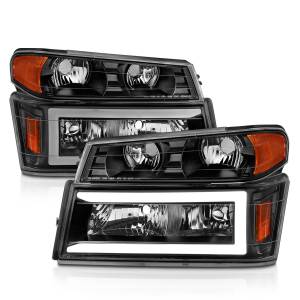 111558 | Anzo USA Crystal Headlights w/ Light Bar Black Housing 4pcs (2004-2012 Colorado, Canyon)